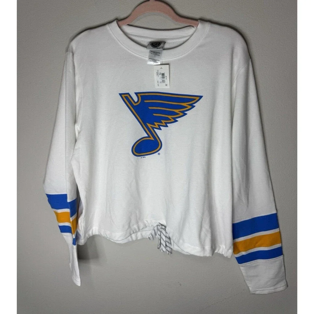 St. Louis Blues NHL Long Sleeve Shirt White/Blue/Yellow Size L